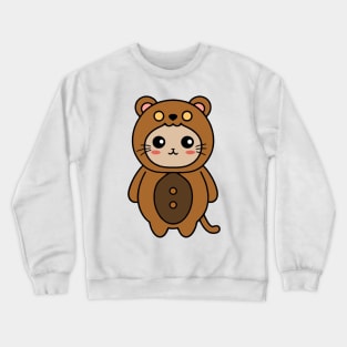Kawaii Cute Cat in Bear Suit Pajamas Crewneck Sweatshirt